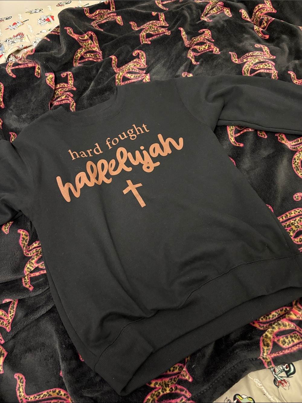 Black "Hard Fought Hallelujah" Graphic Sweatshirt